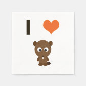 I Herz (Liebe) Biber Serviette (Vorderseite)