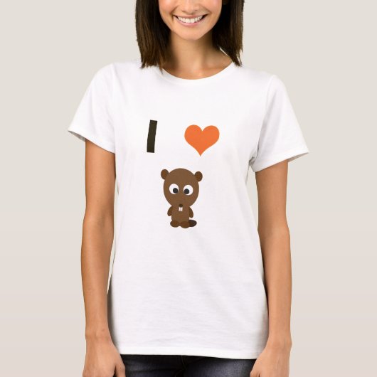 I Herz (Liebe) Biber T-Shirt (Vorderseite)
