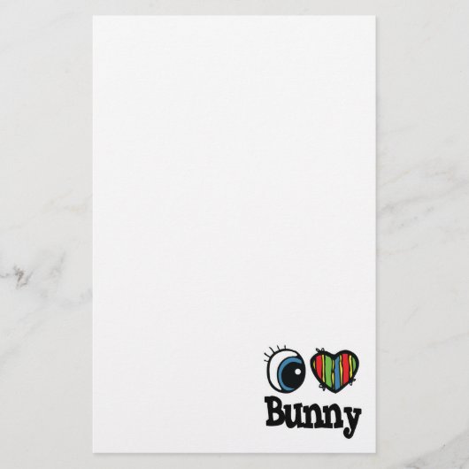 I Herz (Liebe) Bunny Briefpapier (Vorderseite)