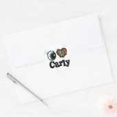 I Herz (Liebe) Carly Runder Aufkleber (Umschlag)