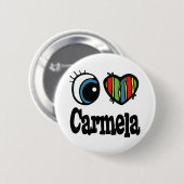 I Herz (Liebe) Carmela Button (Vorne & Hinten)