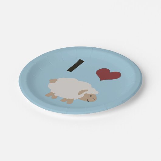 I herz (Liebe) Ewe (Sie) Pappteller (Schrägansicht)