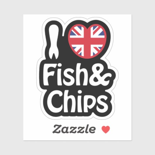 I Herz [Liebe] Fisch & Chips Sticker (Blatt)
