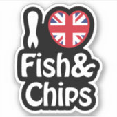 I Herz [Liebe] Fisch & Chips Sticker (Vorderseite)