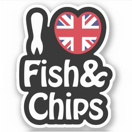I Herz [Liebe] Fisch & Chips Sticker (Vorderseite)