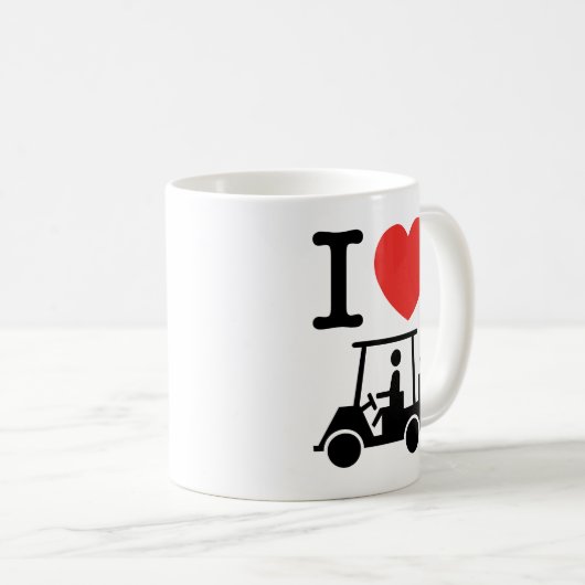 I Herz (Liebe) Golfplatz Kaffeetasse (VorderseiteRechts)