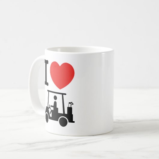 I Herz (Liebe) Golfplatz Kaffeetasse (Vorderseite Links)