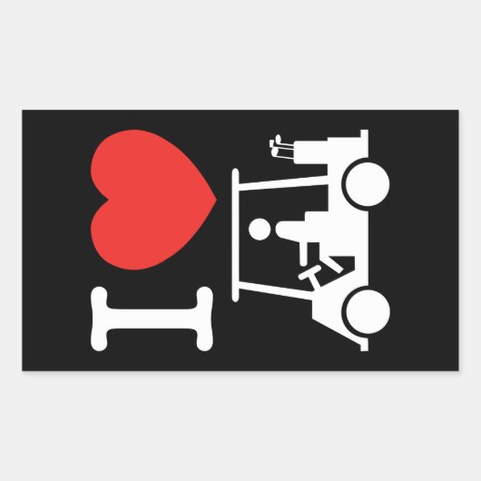 I Herz (Liebe) Golfplatz Rechteckiger Aufkleber (Vorderseite)