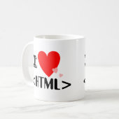I Herz (Liebe) HTML-Tasse Kaffeetasse (Vorderseite Links)