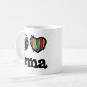 I Herz (Liebe) Irma Kaffeetasse (Vorderseite Links)