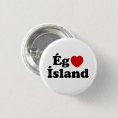 I Herz (Liebe) Island [Ég Elska Ísland] Island Button (Vorne & Hinten)