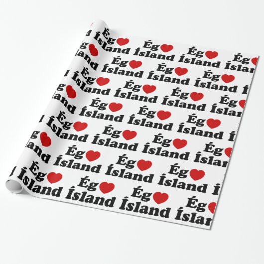 I Herz (Liebe) Island [Ég Elska Ísland] Island Geschenkpapier (Ungerollt)