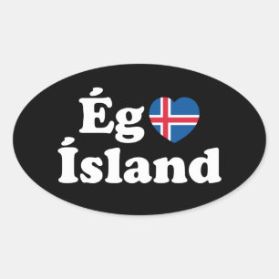 I Herz (Liebe) Island [Ég Elska Ísland] Island Ovaler Aufkleber