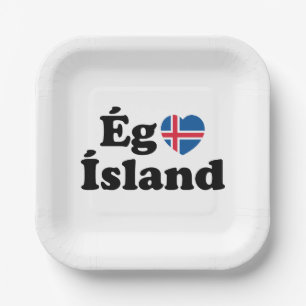 I Herz (Liebe) Island [Ég Elska Ísland] Island Pappteller