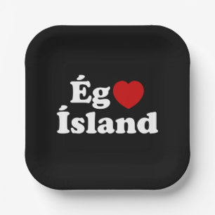 I Herz (Liebe) Island [Ég Elska Ísland] Island Pappteller