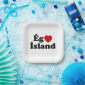 I Herz (Liebe) Island [Ég Elska Ísland] Island Pappteller (Party)