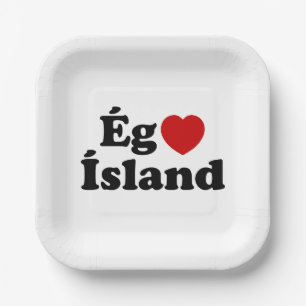 I Herz (Liebe) Island [Ég Elska Ísland] Island Pappteller