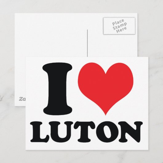 I Herz / Liebe Luton Postkarte (Vorne/Hinten)