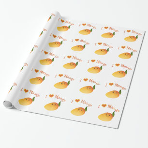 I Herz (Liebe) Mango Geschenkpapier