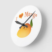 I Herz (Liebe) Mango Runde Wanduhr (Winkel)