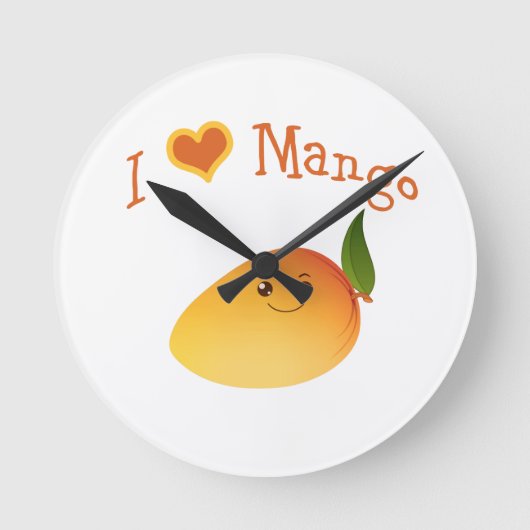 I Herz (Liebe) Mango Runde Wanduhr (Vorderseite)