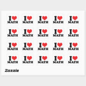 I Herz/Liebe Mathematik Quadratischer Aufkleber (Blatt)