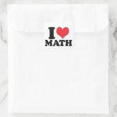 I Herz/Liebe Mathematik Quadratischer Aufkleber (Tasche)