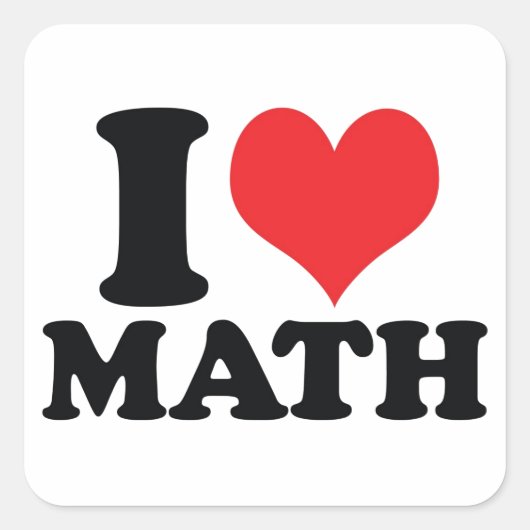 I Herz/Liebe Mathematik Quadratischer Aufkleber (Vorderseite)