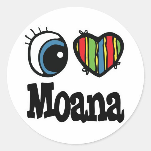 I Herz (Liebe) Moana Runder Aufkleber (Vorderseite)