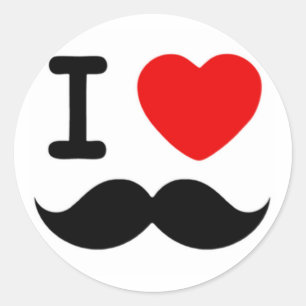 I Herz / Liebe Mustaches / Mustaches Runder Aufkleber