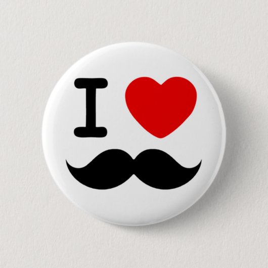 I Herz / Liebe Mustaches / Mustschmerzen Button (Vorderseite)