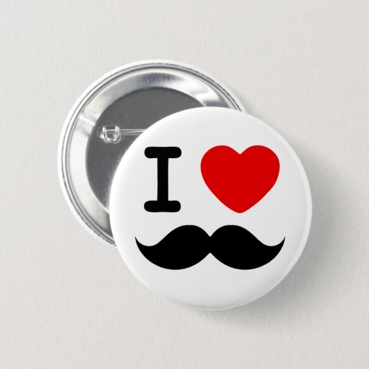 I Herz / Liebe Mustaches / Mustschmerzen Button (Vorne & Hinten)