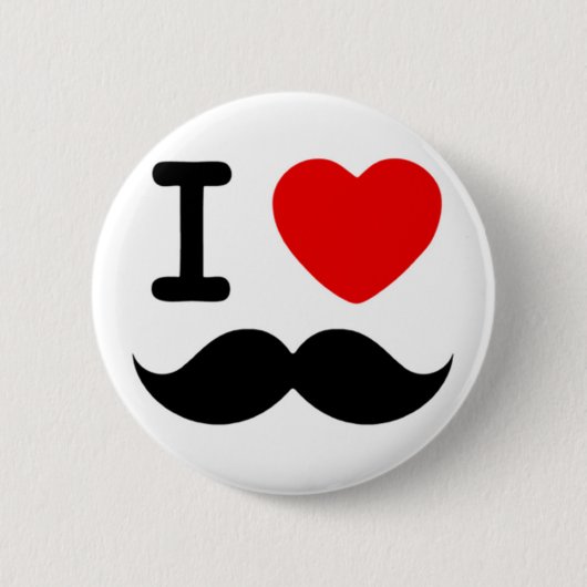 I Herz / Liebe Mustaches / Mustschmerzen Button (Vorderseite)