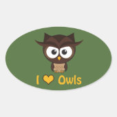 I Herz (Liebe) Ovaler Aufkleber (Vorderseite)