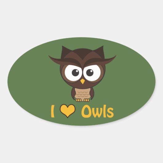 I Herz (Liebe) Ovaler Aufkleber (Vorderseite)