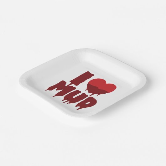 I Herz (Liebe) Pappteller (Gewinkelt)