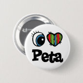 I Herz (Liebe) Peta Button (Vorne & Hinten)