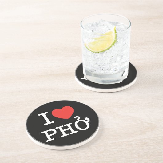I Herz (Liebe) Pho Getränkeuntersetzer (Seite)