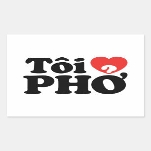 I Herz (Liebe) Pho (Tôi ❤ PHỞ) vietnamesische Rechteckiger Aufkleber