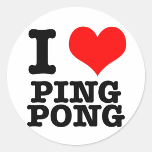 I HERZ (LIEBE) PING PONG RUNDER AUFKLEBER