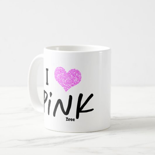 I Herz Liebe Pink Personalisiert Chic Custom Kaffeetasse (Vorderseite Links)