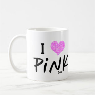 I Herz Liebe Pink Personalisiert Chic Custom Kaffeetasse