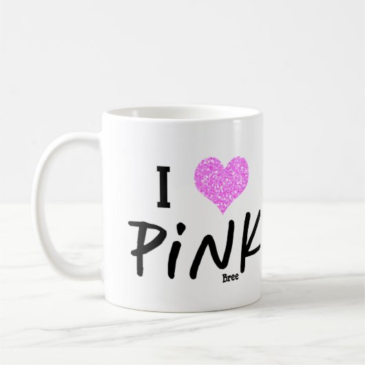 I Herz Liebe Pink Personalisiert Chic Custom Kaffeetasse (Links)
