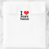 I HERZ (LIEBE) PONY-SCHWÄNZE RUNDER AUFKLEBER (Tasche)