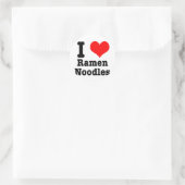 I HERZ (LIEBE) Ramen Nudeln Runder Aufkleber (Tasche)