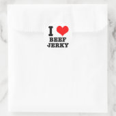 I HERZ (LIEBE) Rindfleischjerky Runder Aufkleber (Tasche)