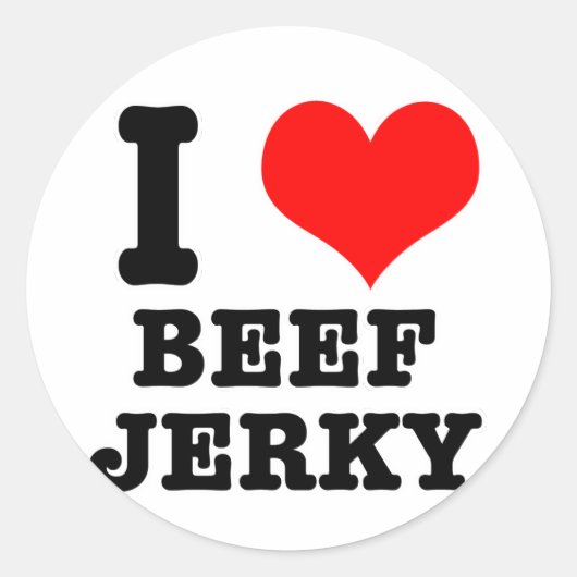 I HERZ (LIEBE) Rindfleischjerky Runder Aufkleber (Vorderseite)