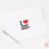 I HERZ (LIEBE) Rindfleischjerky Runder Aufkleber (Umschlag)