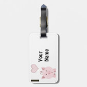 I Herz (Liebe) Rosa Schweine Gepäckanhänger (Rückseite vertikal)