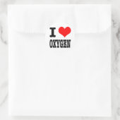 I HERZ (LIEBE) SAUERSTOFF RUNDER AUFKLEBER (Tasche)